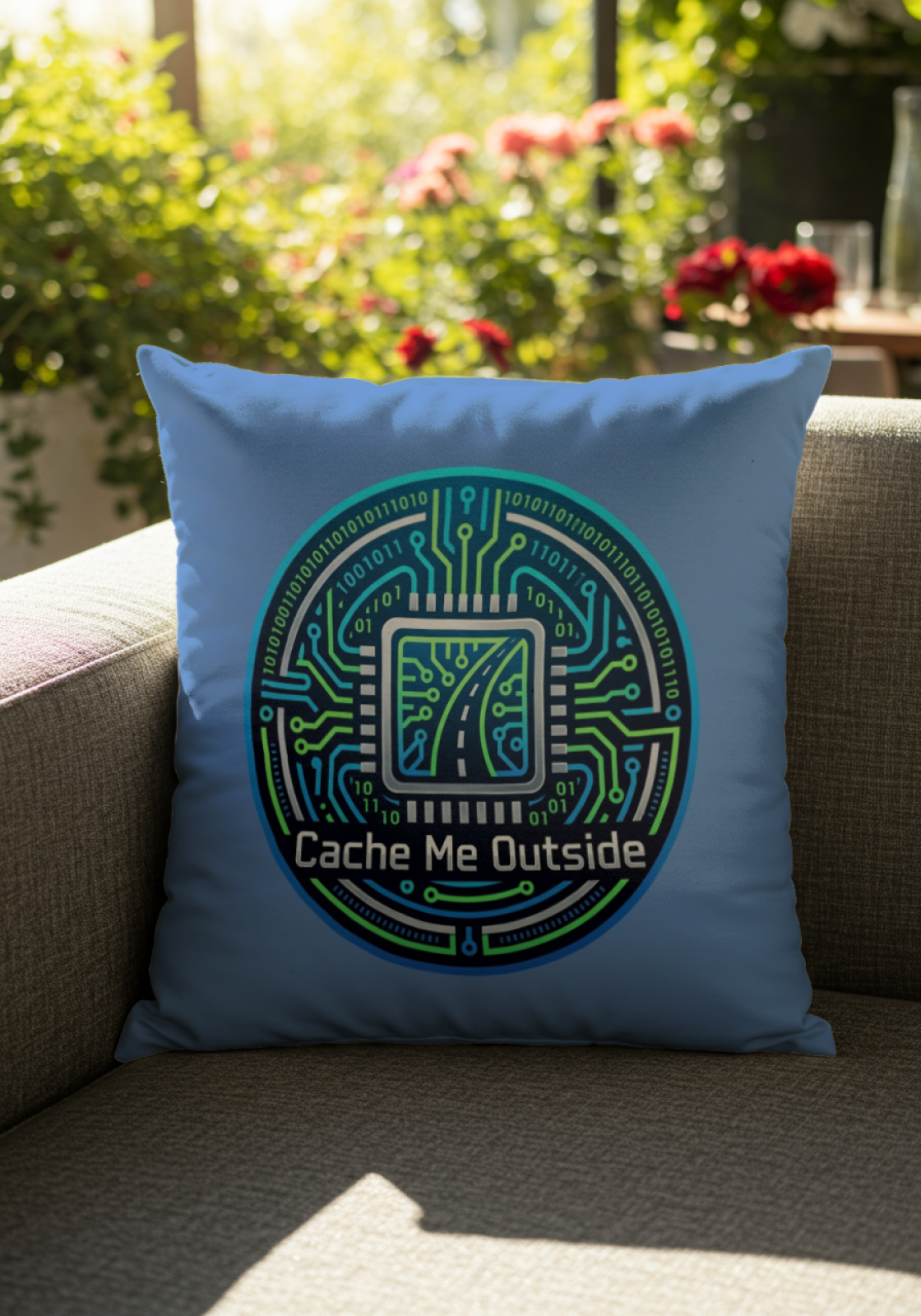 Tech Guy Cache Me Outside Pillow for Geeks and Gamers