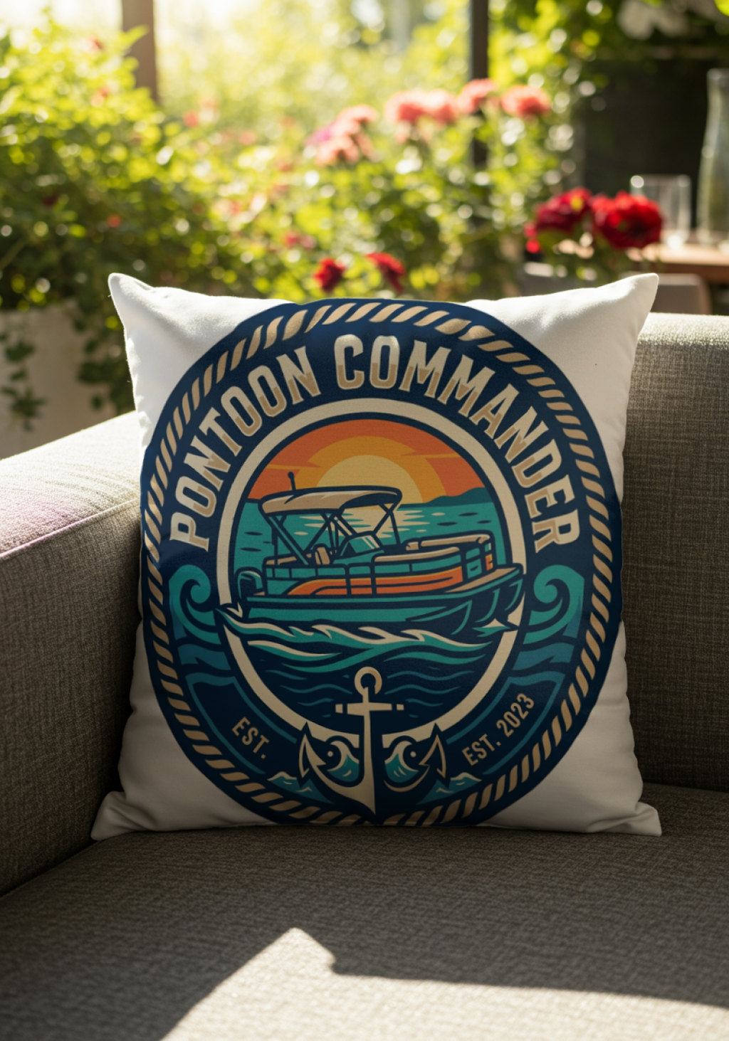 Boating for men Pontoon Commander Pillow Nautical Decor