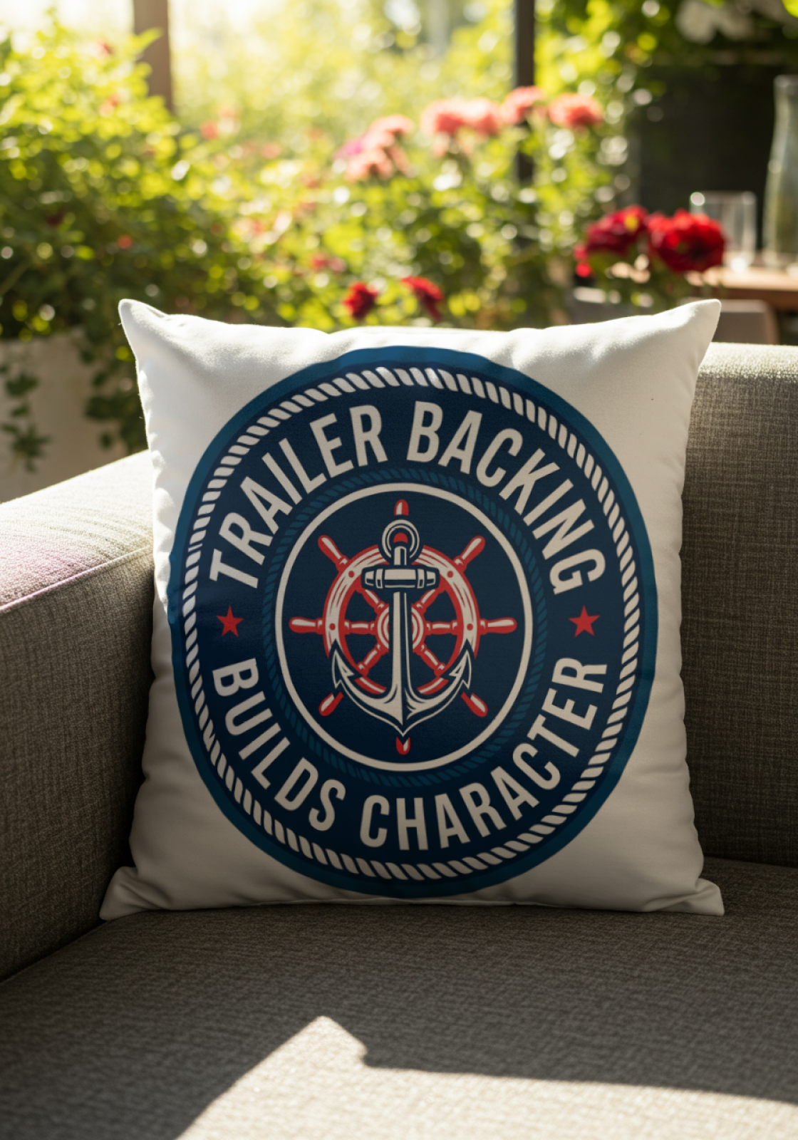Boating for men pillow Trailer Backing Builds Character