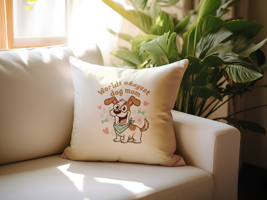 Funny gifts for dog moms: Worlds okayest dog mom