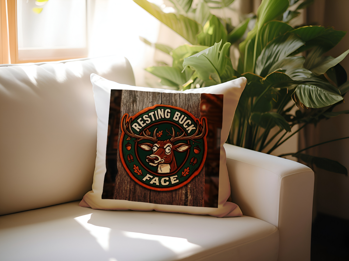 Hunters Resting Buck Face Pillow Funny Decor for Enthusiasts