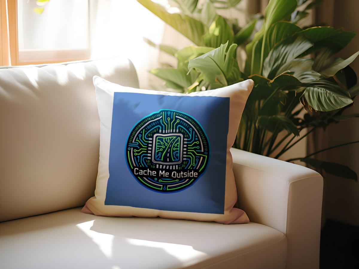 Tech Guy Cache Me Outside Pillow for Geeks and Gamers