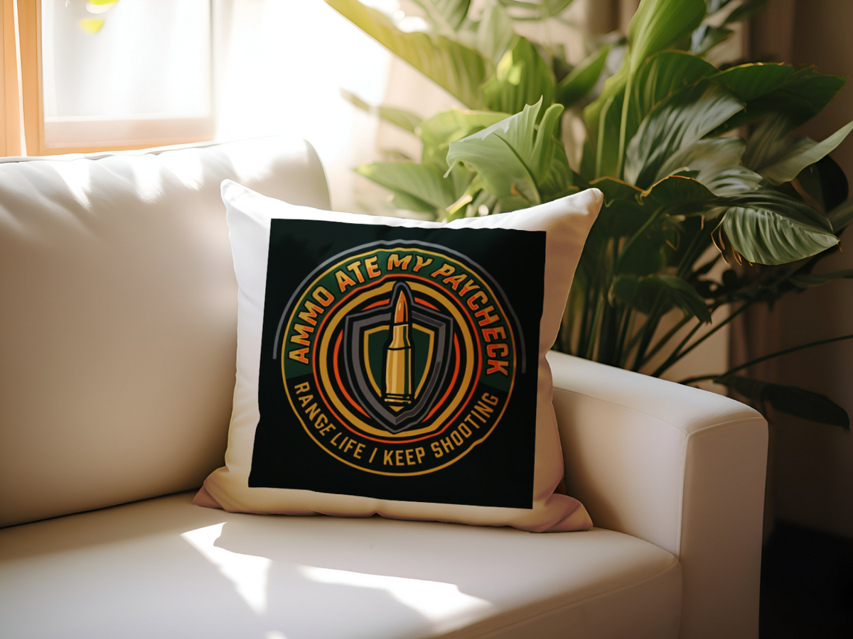 Gun owners Ammo Ate My Paycheck Funny Throw Pillow