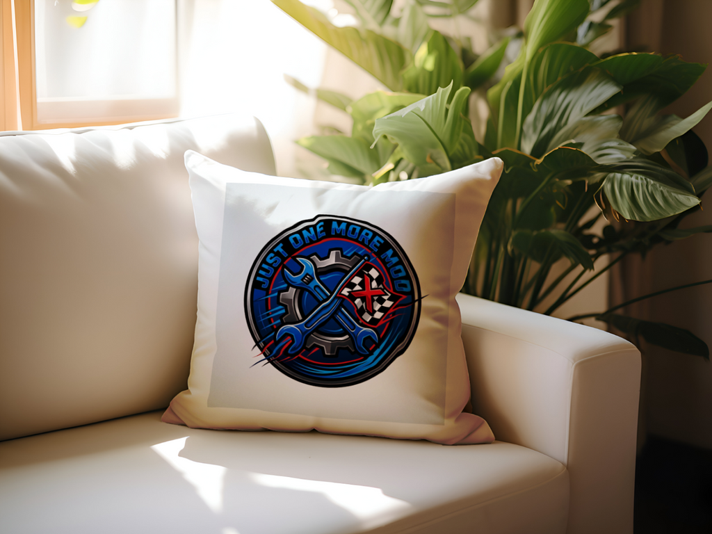 Car Guys Pillow Just One More Mod for Car Enthusiasts