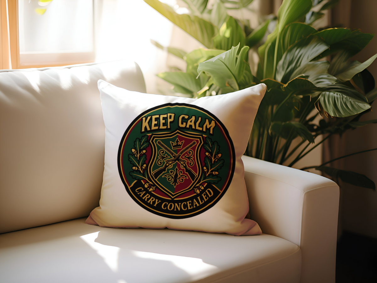 Gun Owners Keep Calm Carry Concealed Pillow for Home Decor