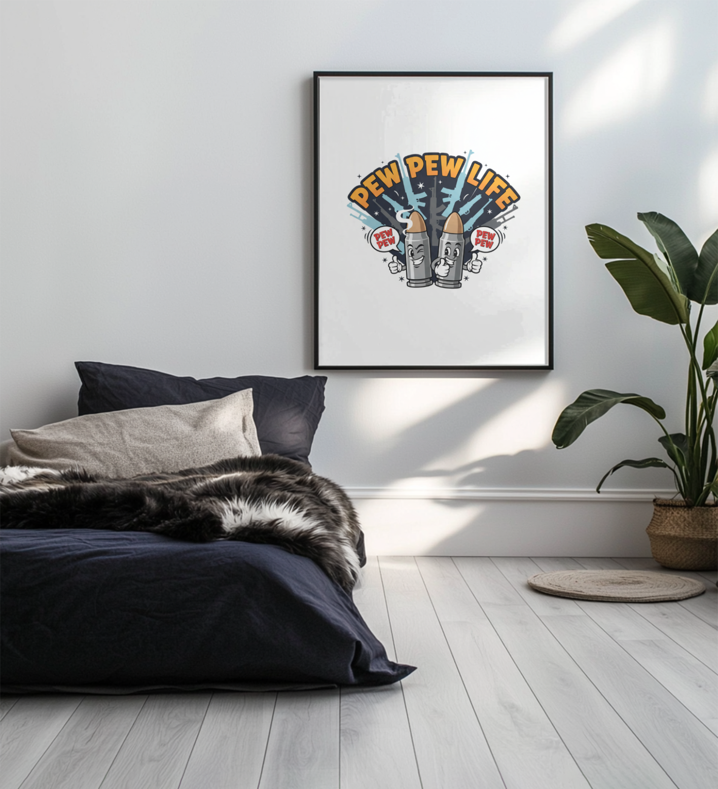 Gift for Gun Owner Pew Pew Life Poster Wall Art Home Decor