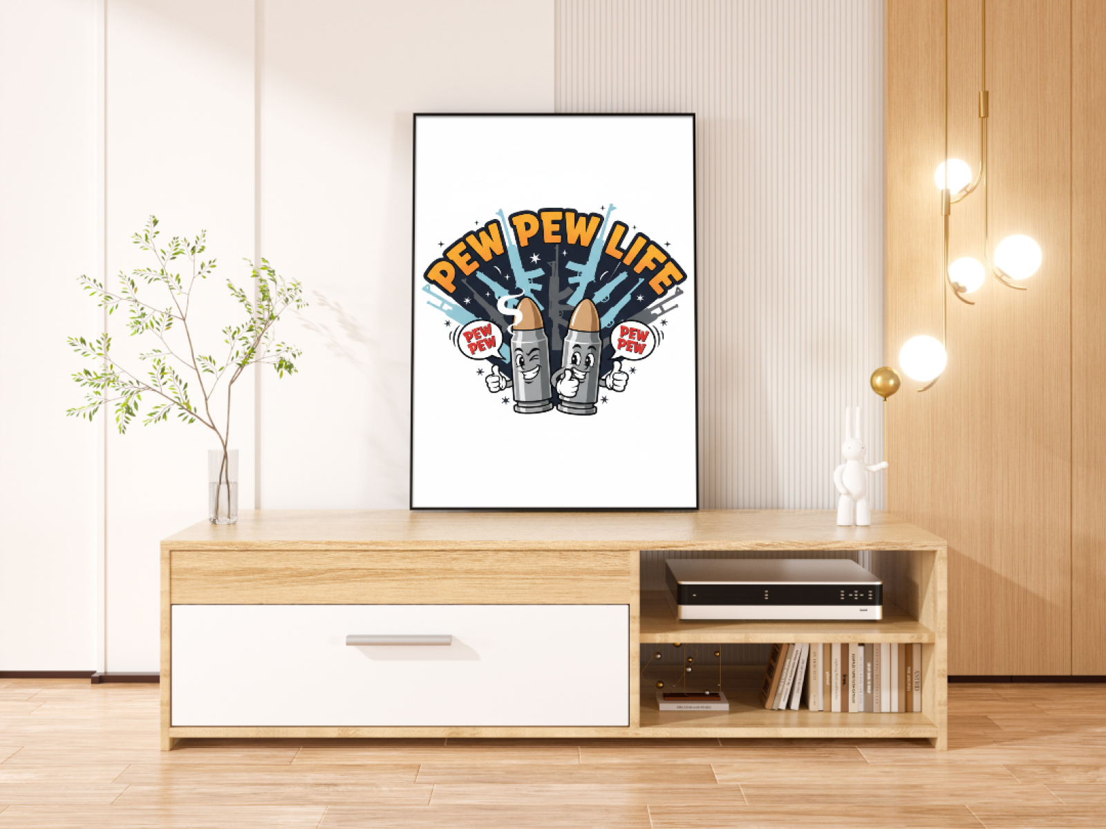 Gift for Gun Owner Pew Pew Life Poster Wall Art Home Decor