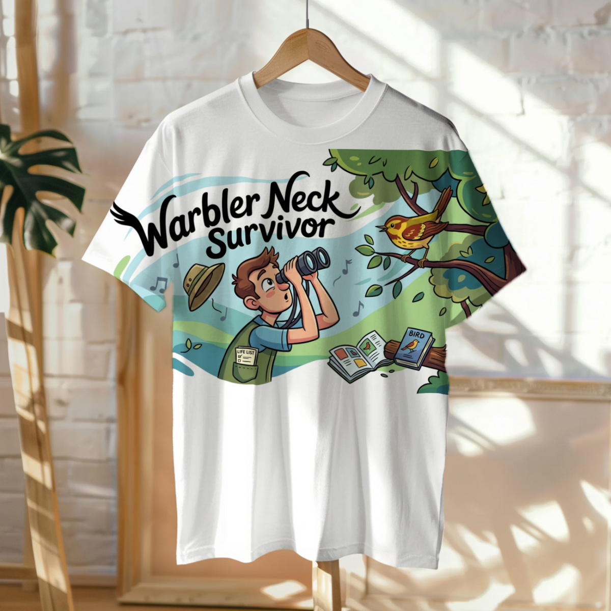 Bird Watching Apparel: Warbler Neck Survivor for Enthusiasts