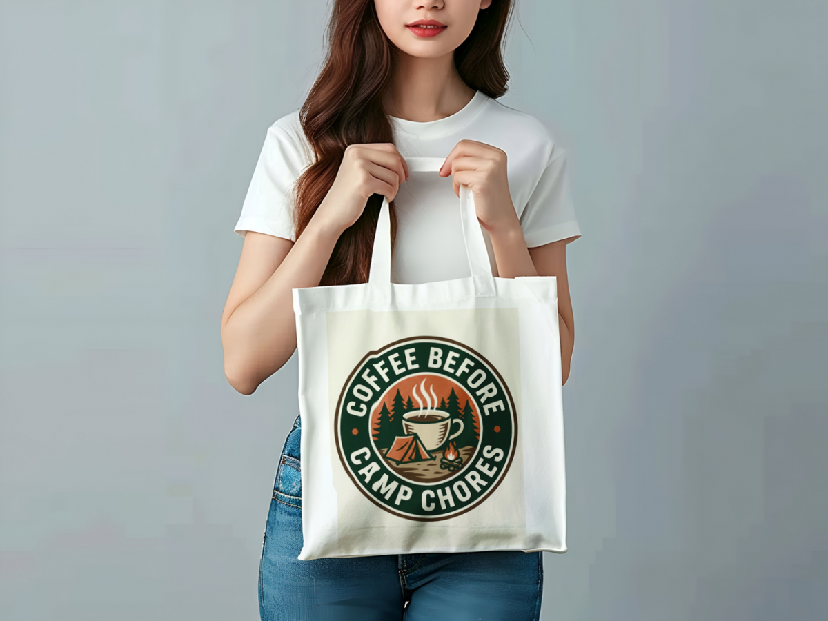 Camping for Men Coffee Before Camp Chores Tote Bag