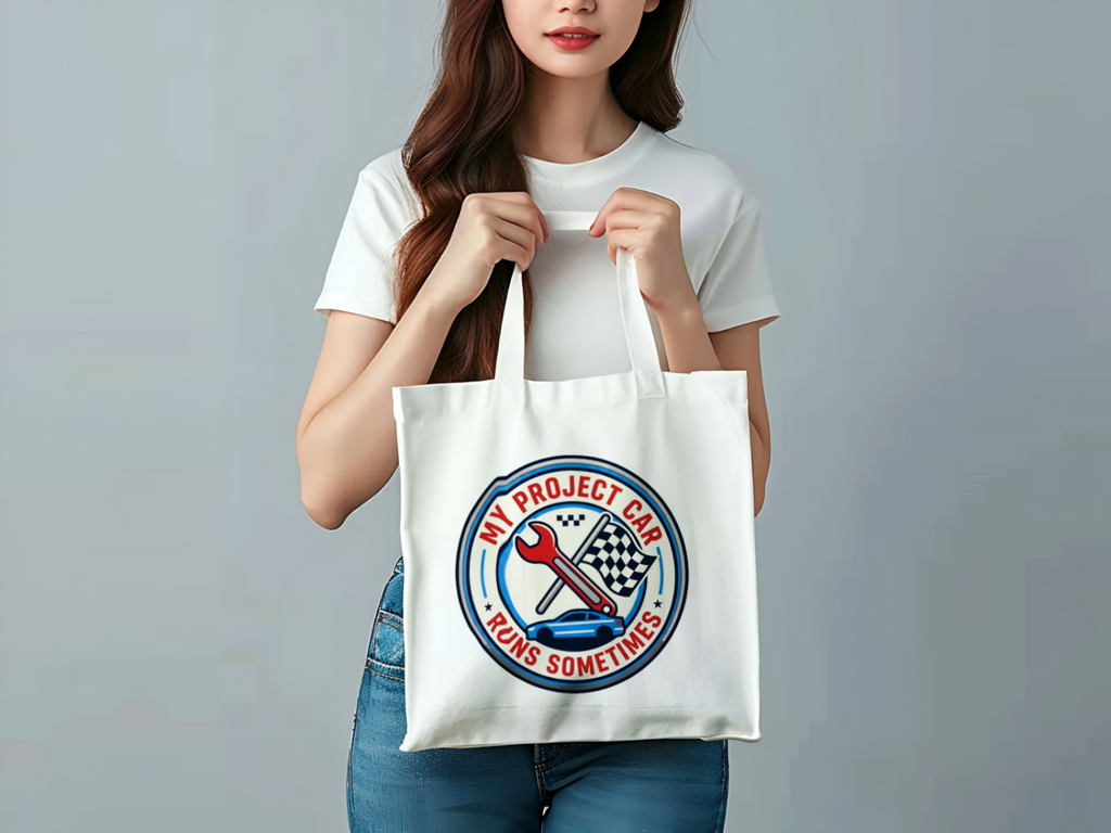 Car Guys Tote Bag Funny Project Car Quote for Car Enthusiasts