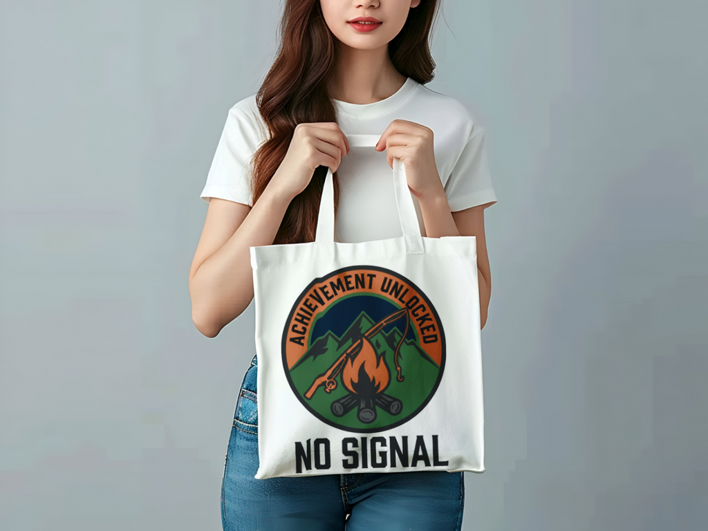 Camping for men Achievement Unlocked No Signal Tote Bag