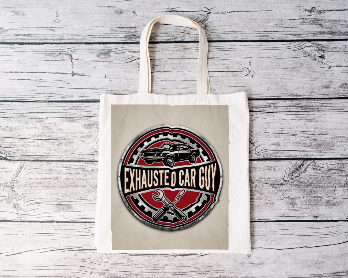 Car Guys Tote Bag Exhausted Car Guy Design Eco-Friendly Cotton