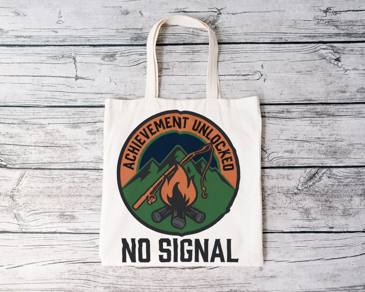 Camping for men Achievement Unlocked No Signal Tote Bag