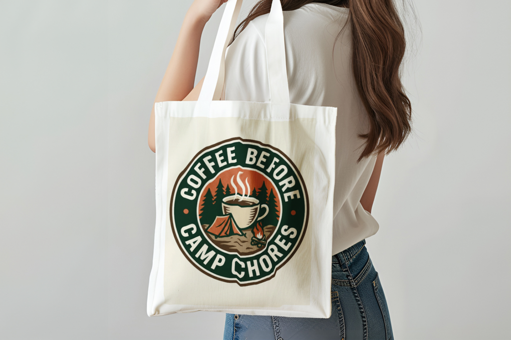 Camping for Men Coffee Before Camp Chores Tote Bag