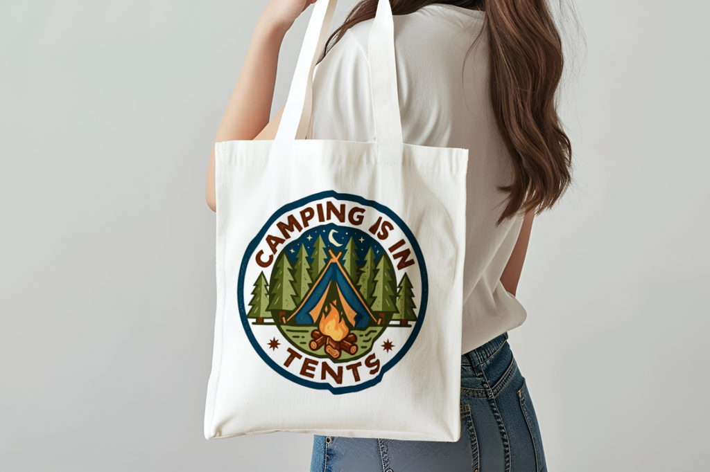 Camping for Men Humorous Tote Bag Camping Is In Tents