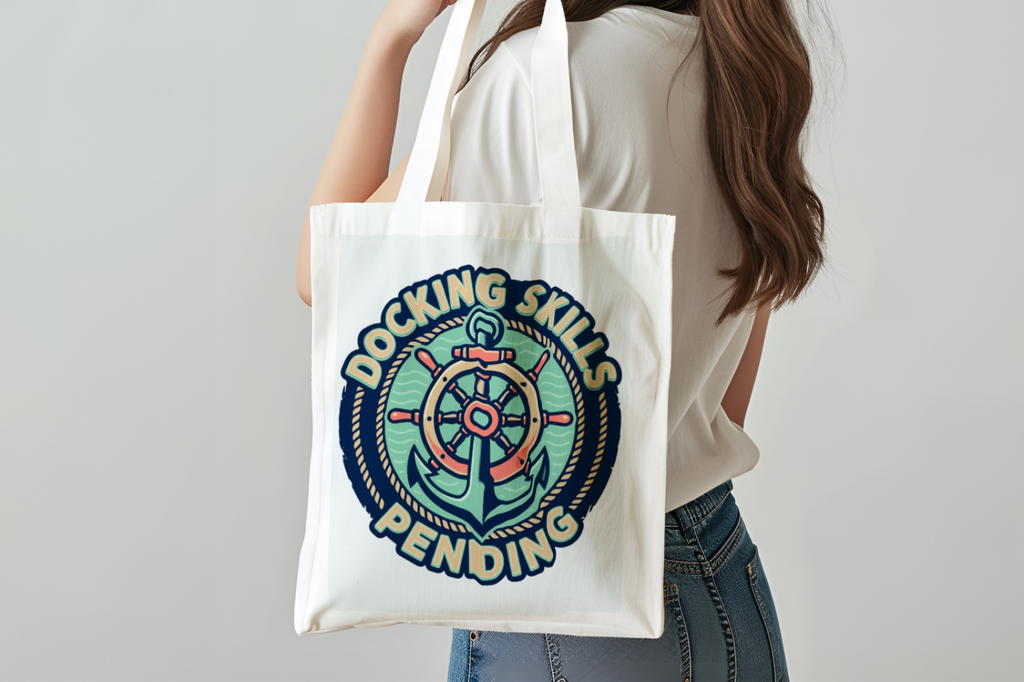 Boating for Men Canvas Tote Bag Docking Skills Pending