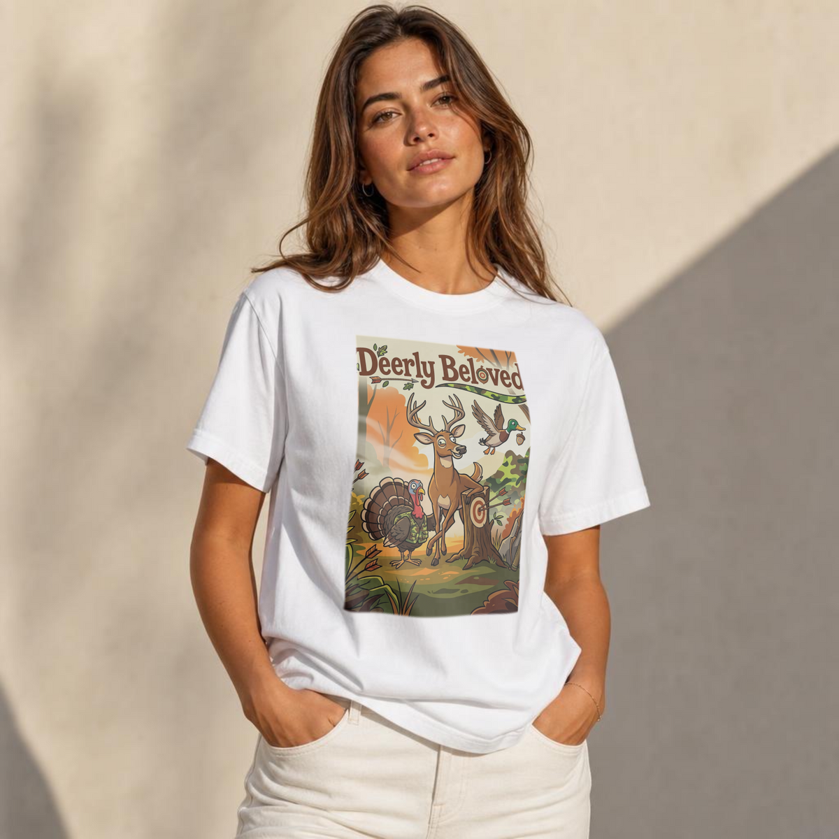 Hunters Deerly Beloved Funny T-Shirt for Outdoor Enthusiasts