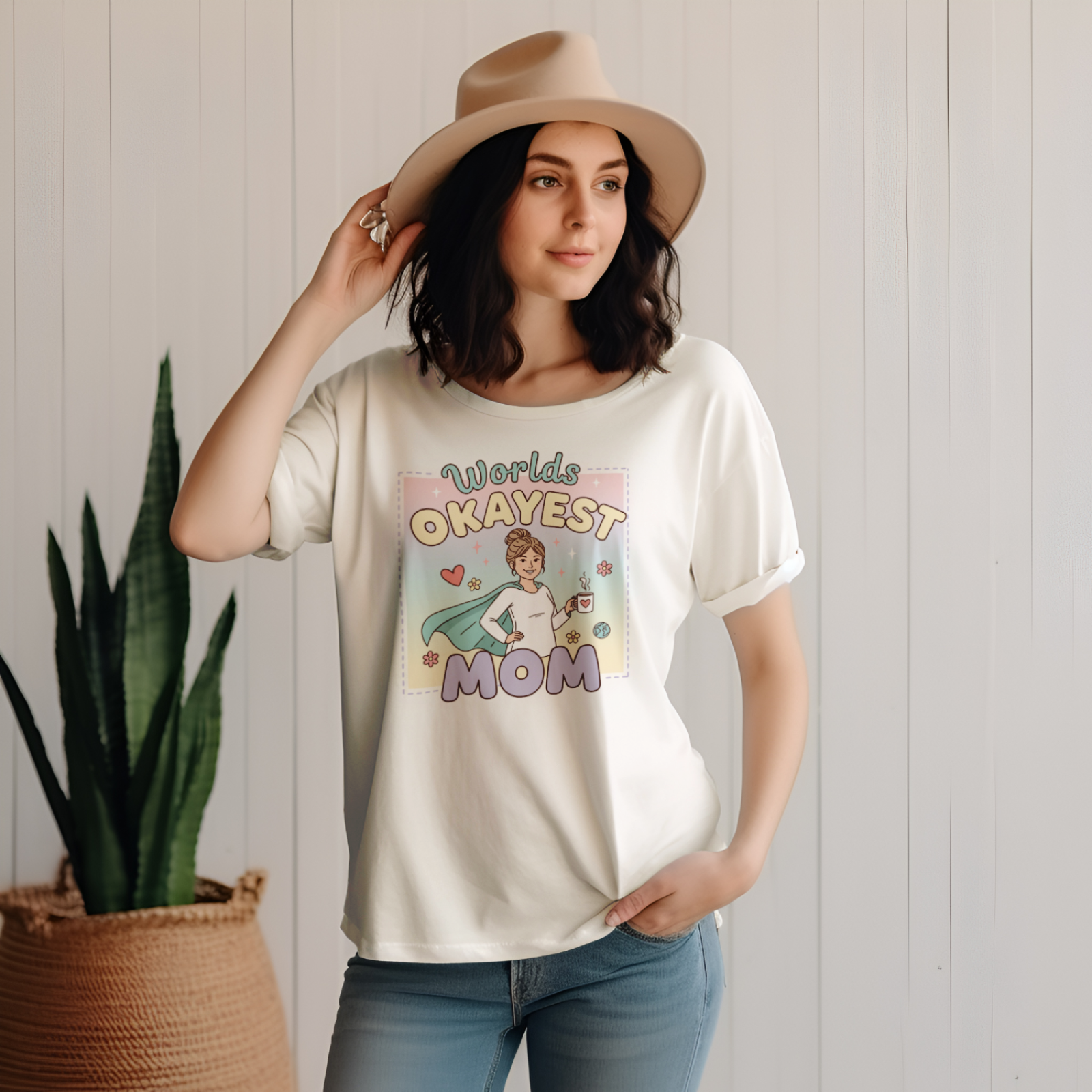 Mother day gift: Worlds Okayest Mom Shirt Fun Mother's Day Tee