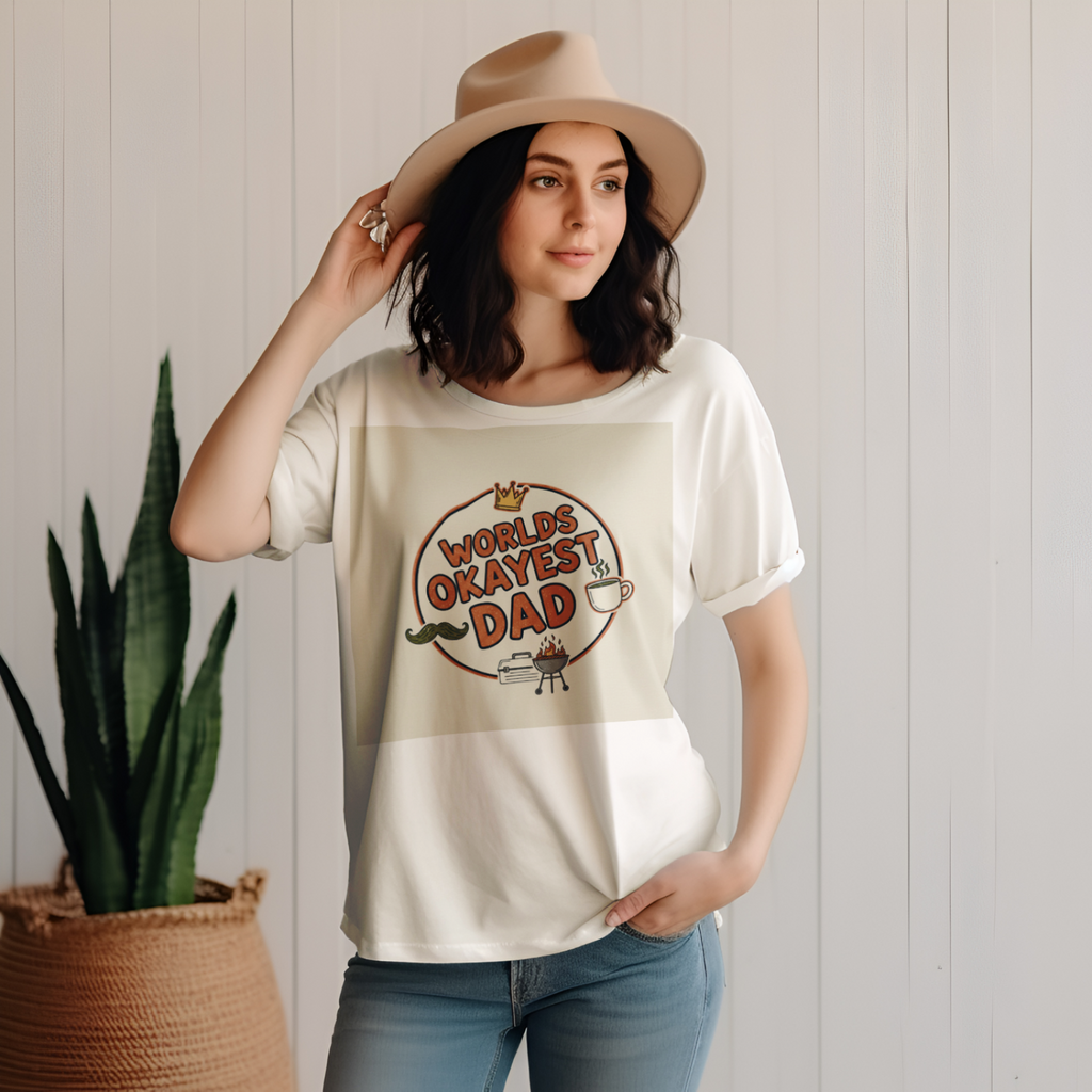 Fathers Day Gift: Worlds Okayest Dad Shirt for Dads